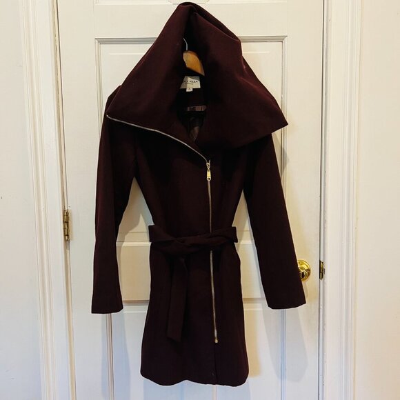 Cole Haan Signature Wrap Coat Women's size 6 Wool Blend Tie Belt Long Sleeve - Picture 3 of 16